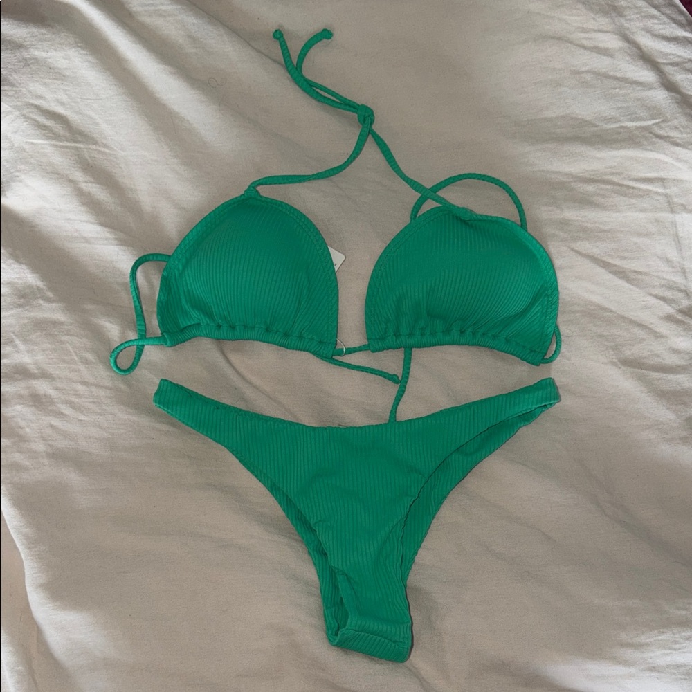 San Lorenzo Green Bikini Set - Top L / Bottom XL